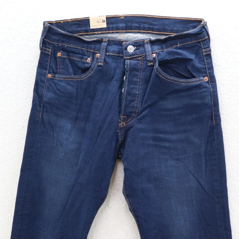 Levis 501 Jeans Mens 31x30 Blue Original Button Fly Stretch Denim Grunge 90s Y2K